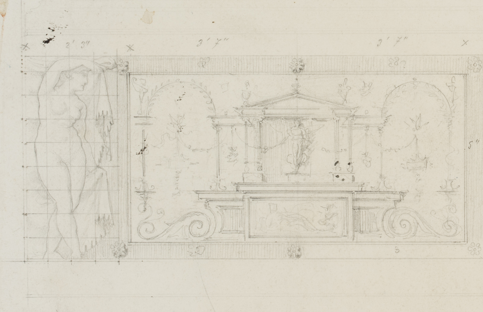 Entwurf einer architekt. Dekoration, Fries mit Arabesken, Historismus