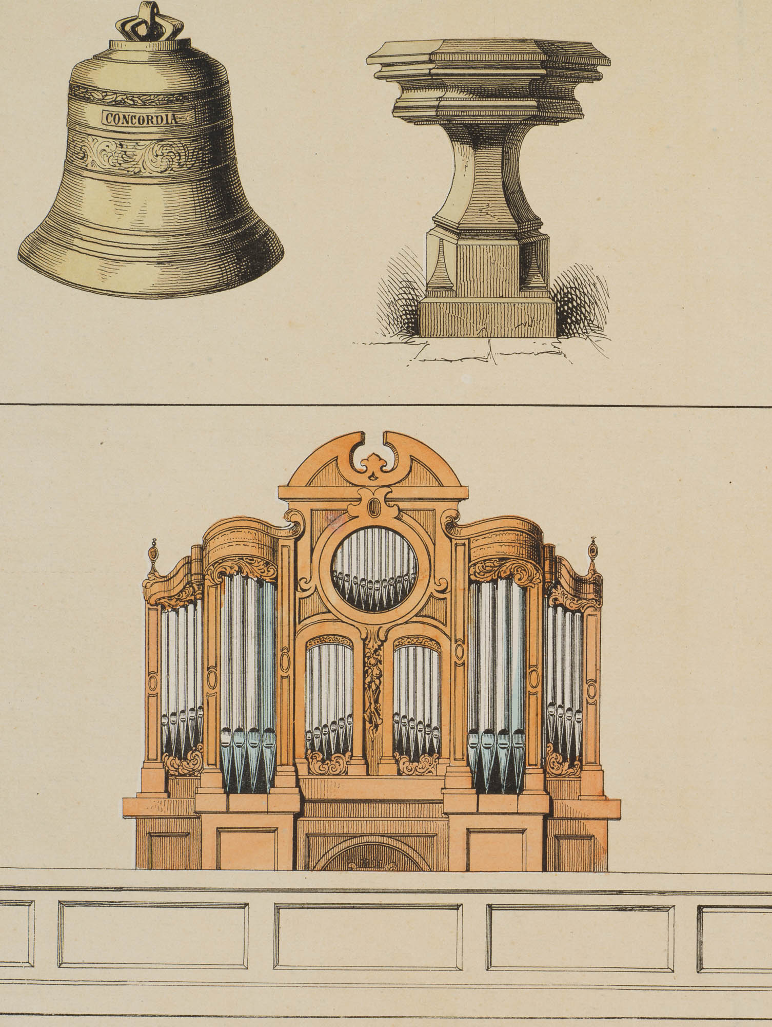 Bestandteile einer Kirche. Aus einer Enzyklopädie, um 1900 ...